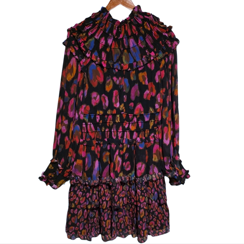 Farm Rio Iridescent Leopard Mini Dress Size Small - Picture 3 of 4